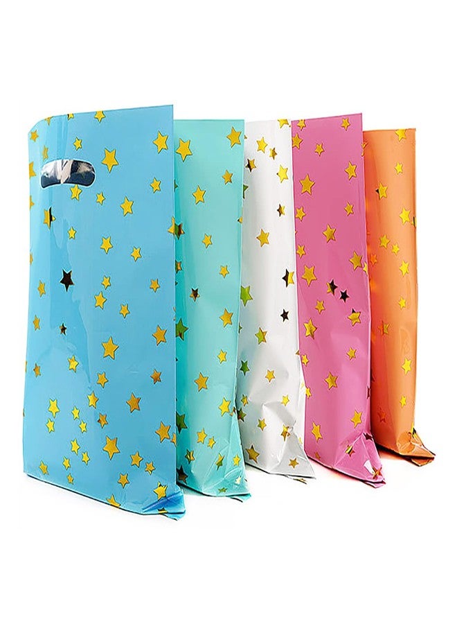 saizone 25 Party Favor Bags for Kids Birthdays, Goodie Candy Bags in 5 Colors with Star Pattern - Image 1